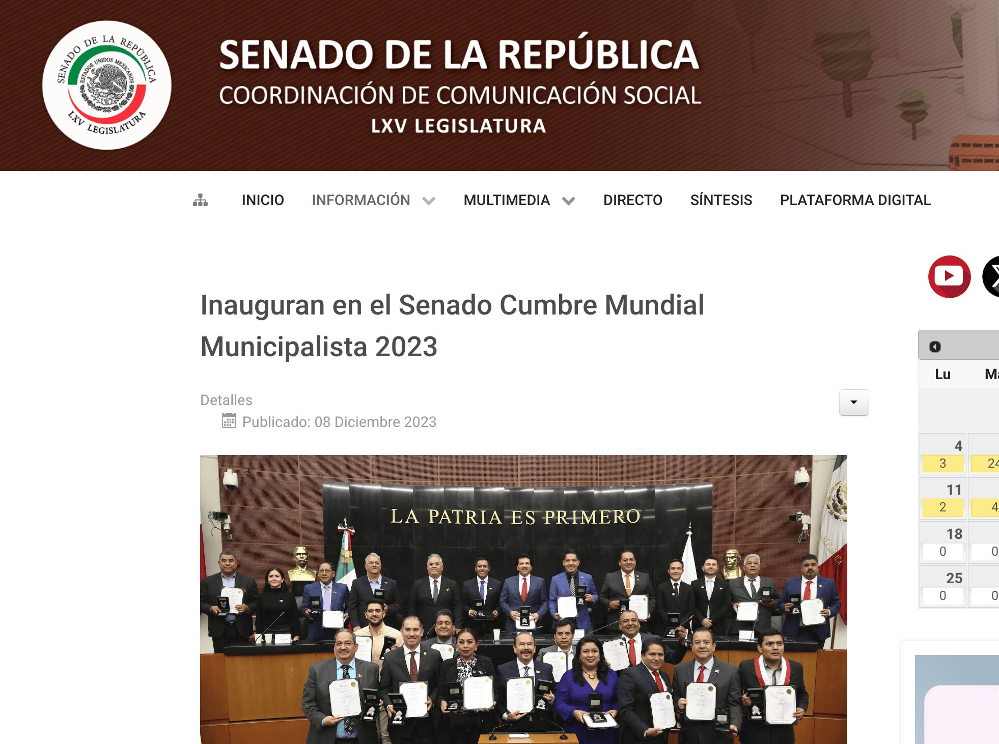Inauguran en el Senado Cumbre Mundial Municipalistas 2023 