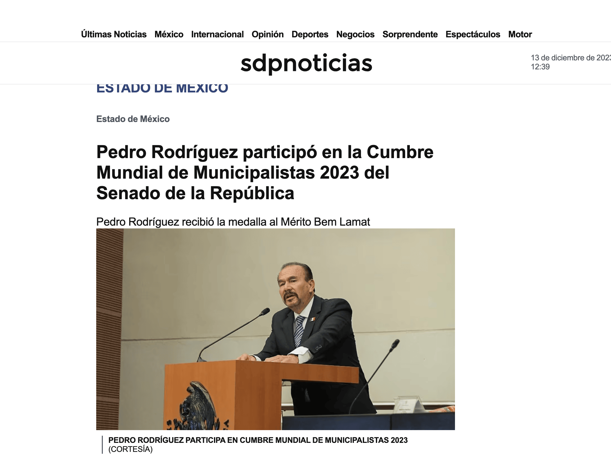 Pedro Rodríguez participó en la Cumbre Mundial de Municipalistas 2023 en el Senado de la República