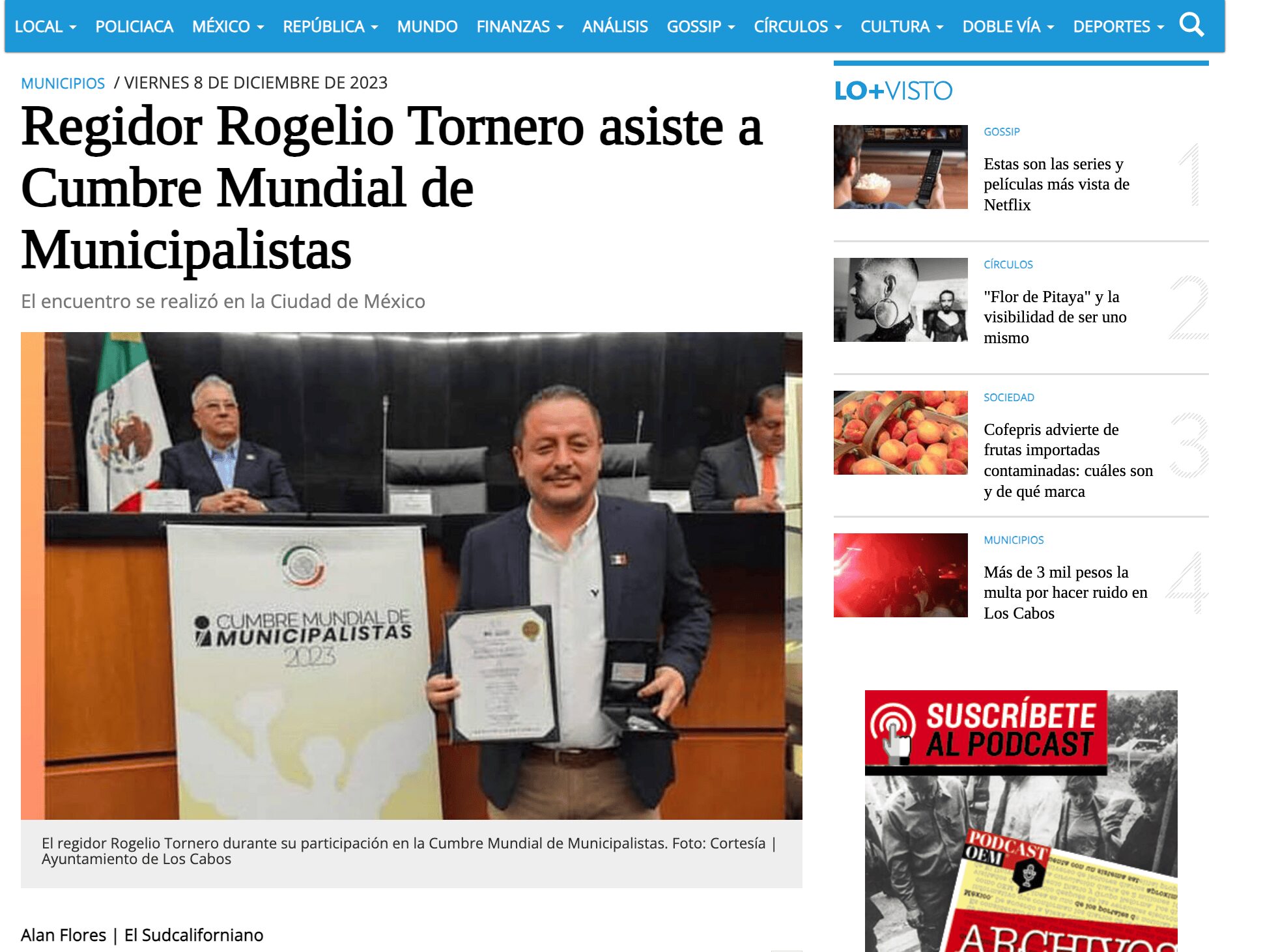 Regidor Rogelio Tornero asiste a Cumbre Mundial de Municipalistas